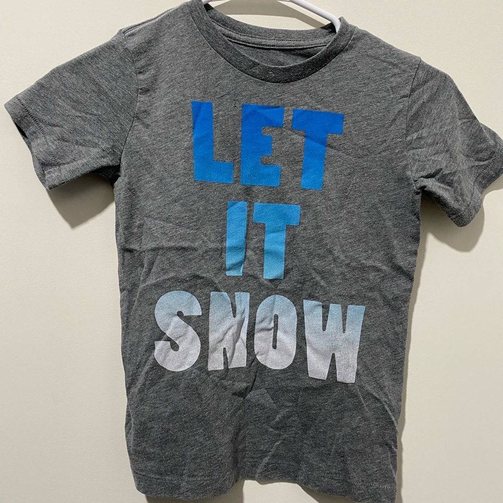 Peek Gray Tee with Blue and White Print size 6:7 see pics